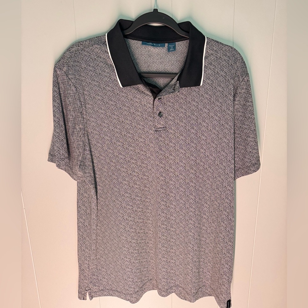 Perry Ellis Black and Gray Polo Shirt